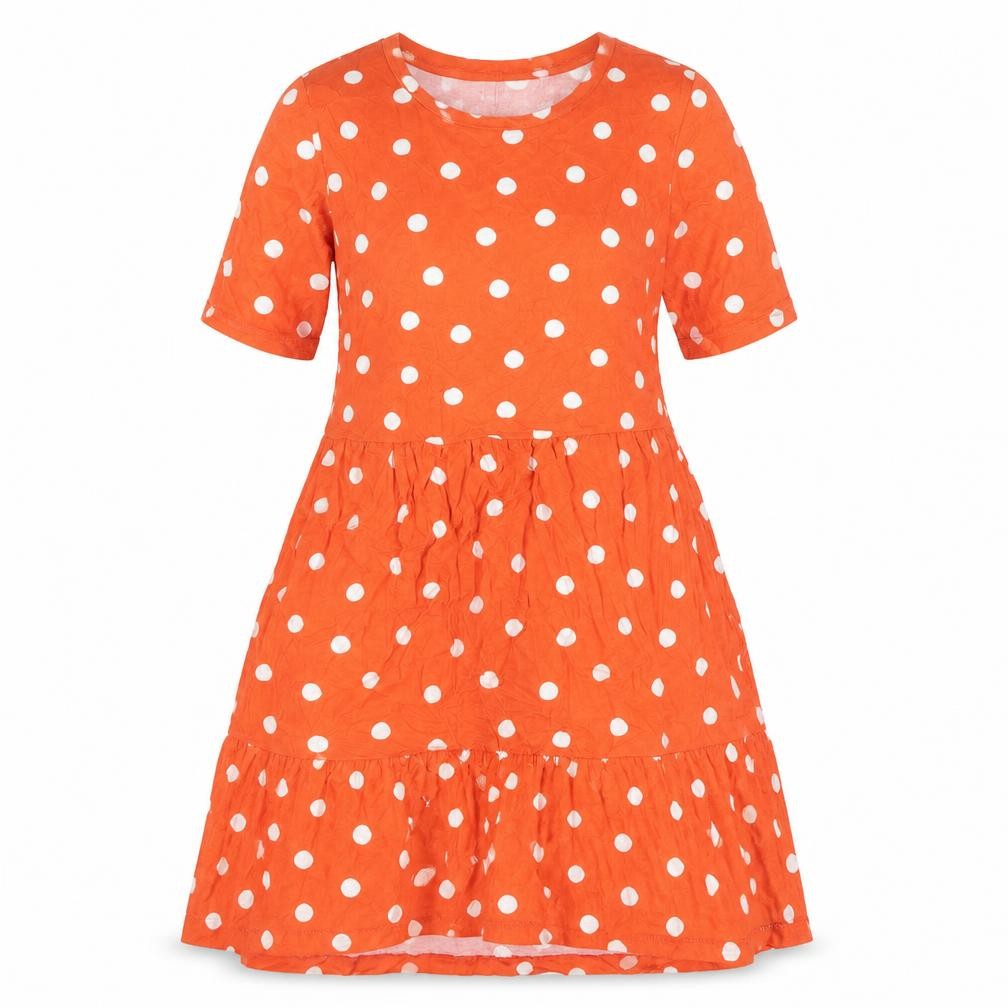 Marks & Spencer Womens Orange Polka Dot Viscose A-Line Size 8 Round Neck Pullover