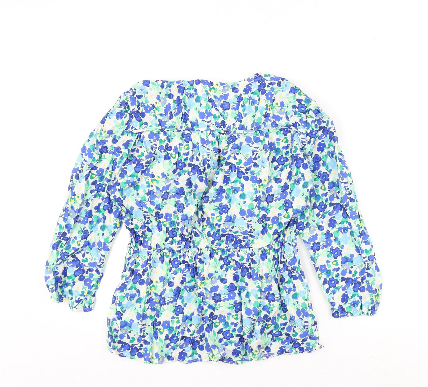 marks Womens Multicoloured Floral Viscose Basic Blouse Size 8 V-Neck - Tie Detail
