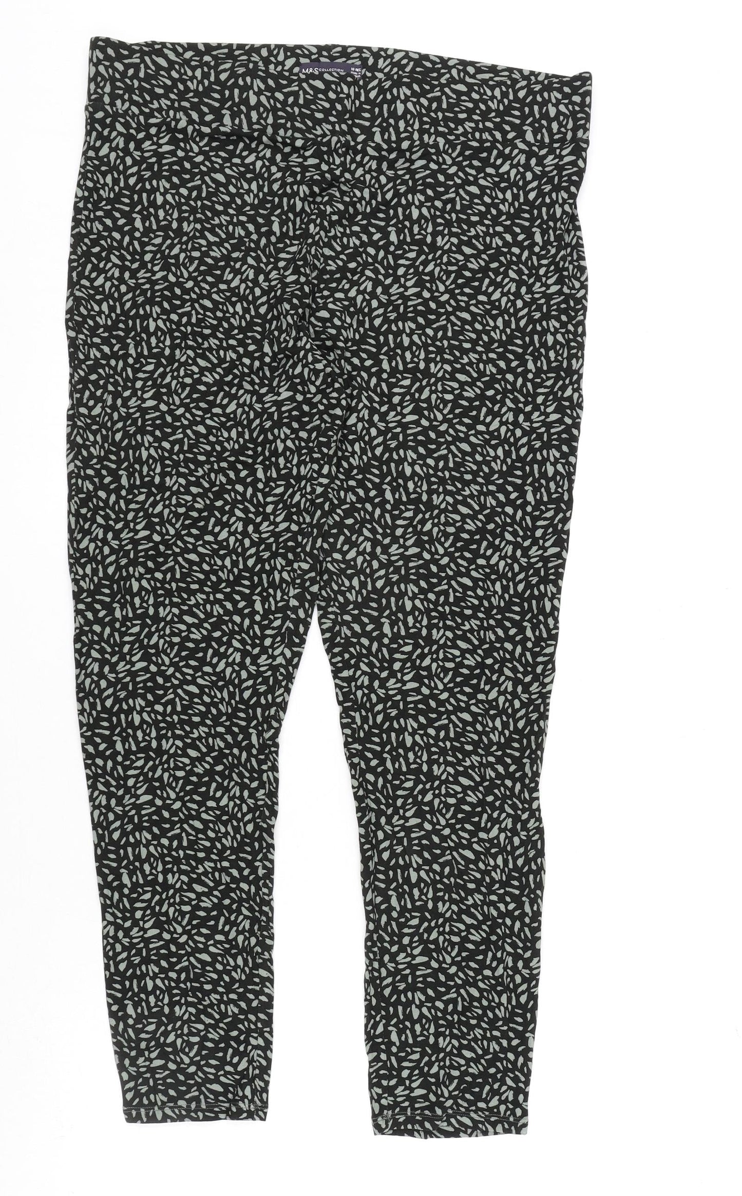 Marks and Spencer Womens Black Geometric Viscose Carrot Trousers Size 18 L27 in Regular