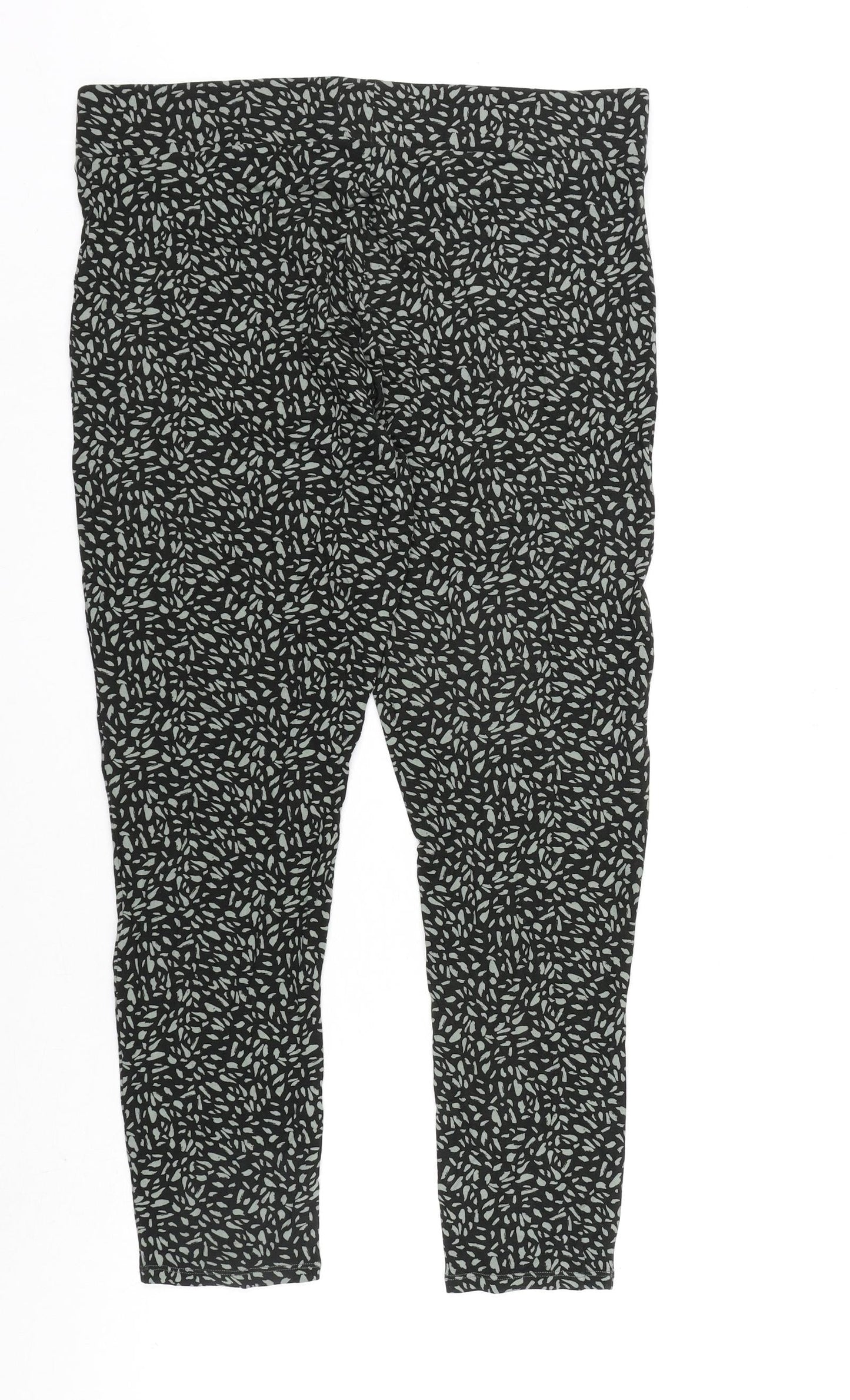 Marks and Spencer Womens Black Geometric Viscose Carrot Trousers Size 18 L27 in Regular