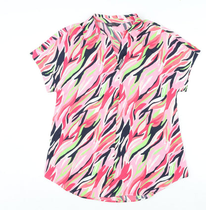 Marks & Spencer Womens Multicoloured Geometric Polyester Basic Blouse Size 6 Collared