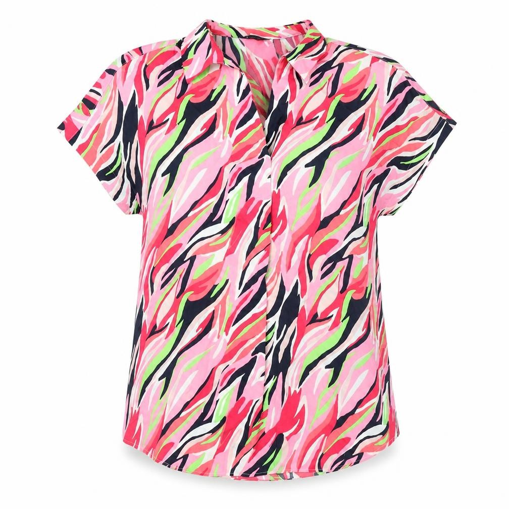 Marks & Spencer Womens Multicoloured Geometric Polyester Basic Blouse Size 6 Collared