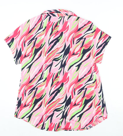 Marks & Spencer Womens Multicoloured Geometric Polyester Basic Blouse Size 6 Collared