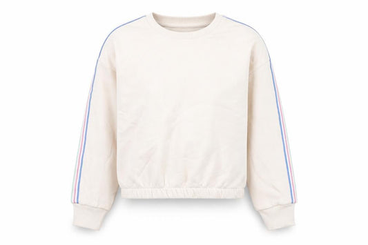 Marks & Spencer Girls Beige Cotton Pullover Sweatshirt Size 9-10 Years Pullover - Cropped