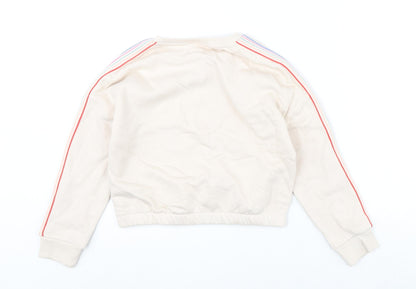 Marks & Spencer Girls Beige Cotton Pullover Sweatshirt Size 9-10 Years Pullover - Cropped