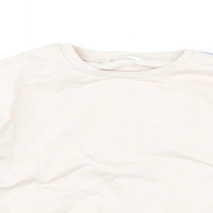 Marks & Spencer Girls Beige Cotton Pullover Sweatshirt Size 9-10 Years Pullover - Cropped