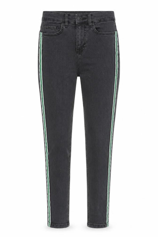 Marks & Spencer Womens Grey Cotton Skinny Jeans Size 6 L28 in Regular Zip - Stripe Detail