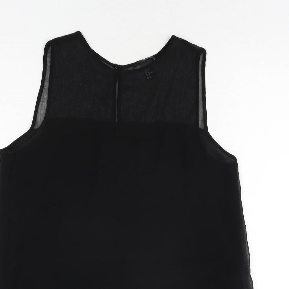 H&M Womens Black Polyester Tunic Blouse Size 10 Round Neck