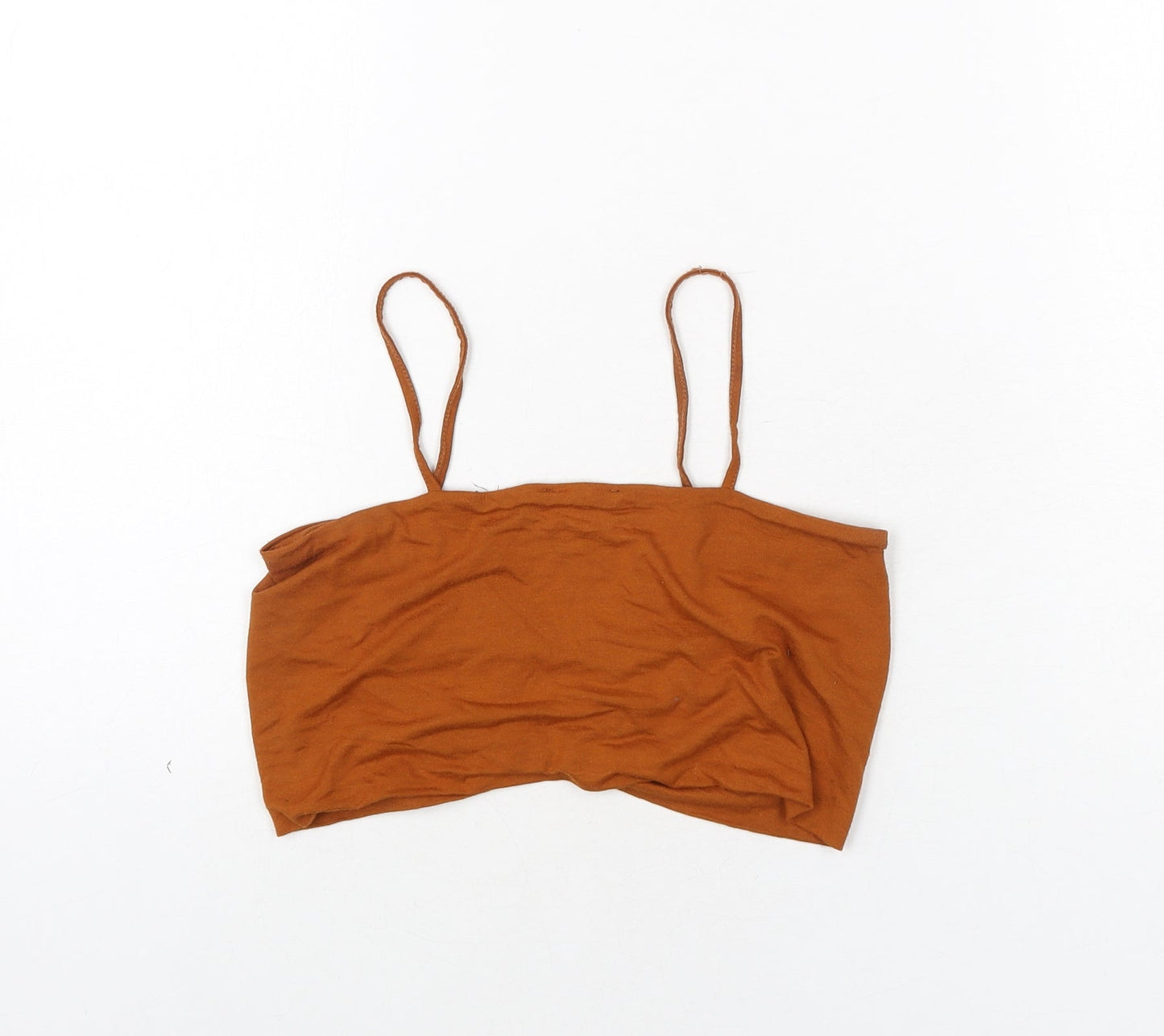 ASOS Womens Brown Polyester Cropped Blouse Size 12 Sweetheart - Cut Out Rouched
