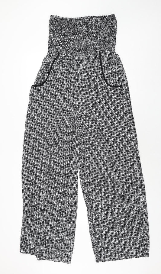 Band of Gypsies Womens Grey Geometric Polyester Jumpsuit One-Piece Size S L29 in Pullover - Rouched Bodice