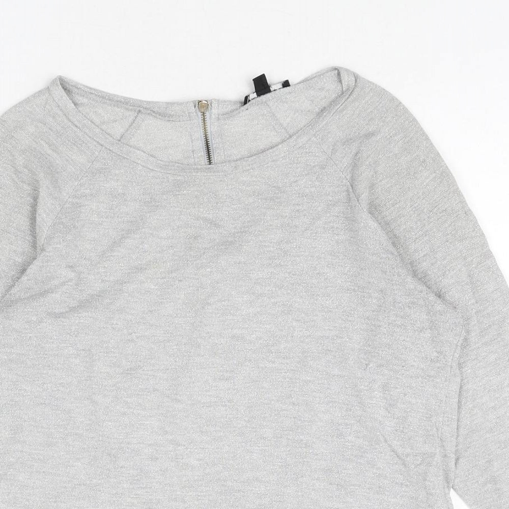Warehouse Womens Silver Round Neck Polyester Pullover Jumper Size 12