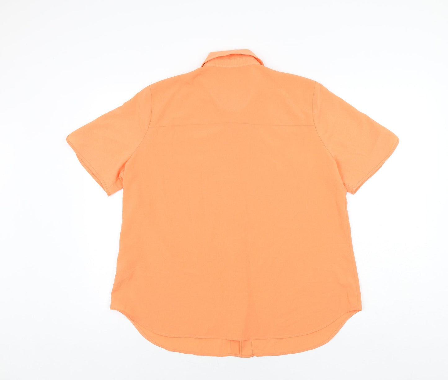 Classic Womens Orange Polyester Basic Button-Up Size 14 Collared