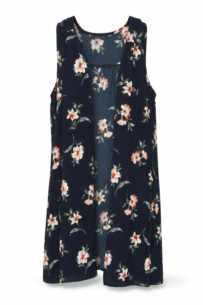 New Look Womens Blue Floral Polyester Kimono Blouse Size 10 V-Neck