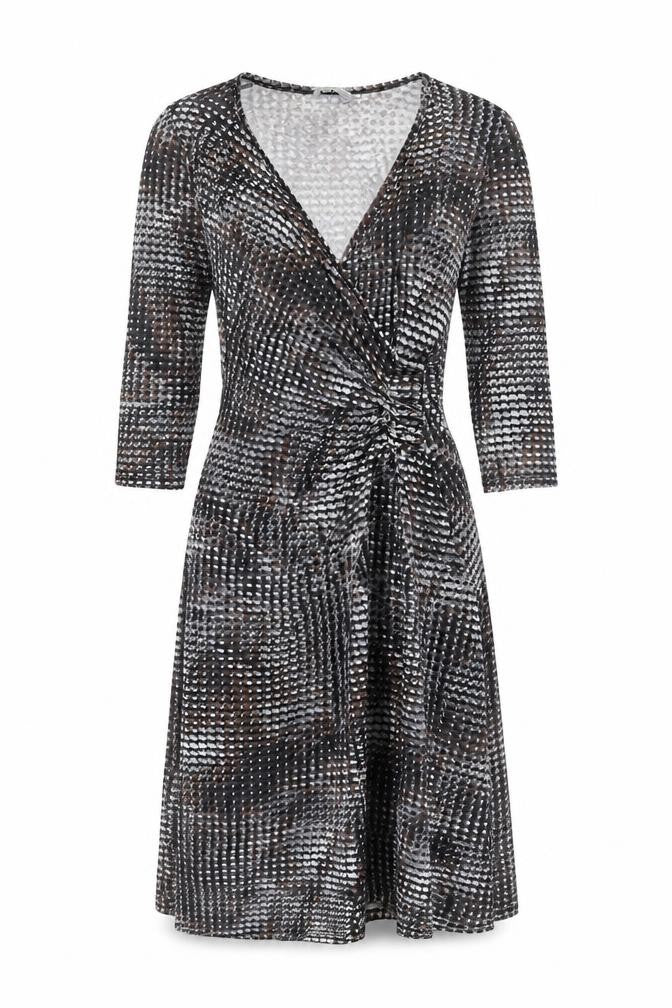 Marks and Womens Multicoloured Geometric Viscose Wrap Dress Size 8 V-Neck Pullover