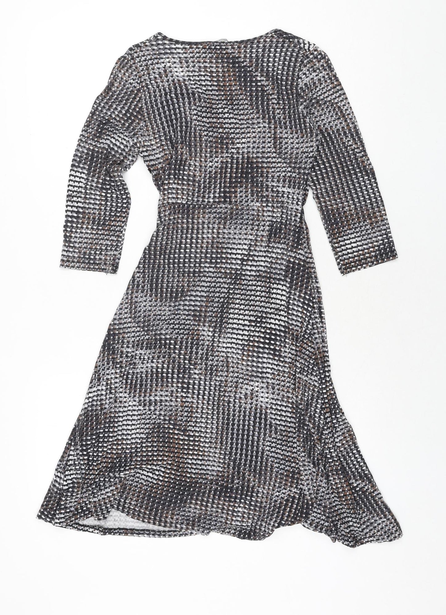 Marks and Womens Multicoloured Geometric Viscose Wrap Dress Size 8 V-Neck Pullover