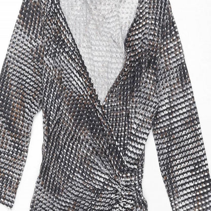 Marks & Spencer Womens Multicoloured Geometric Viscose Wrap Dress Size 8 V-Neck Pullover