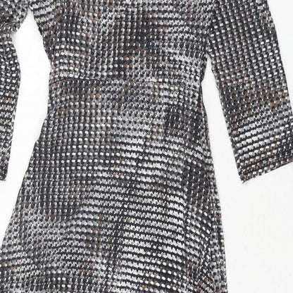 Marks & Spencer Womens Multicoloured Geometric Viscose Wrap Dress Size 8 V-Neck Pullover