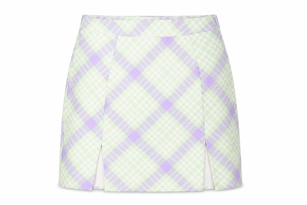 Missguided Womens Green Check Polyester Mini Skirt Size 10 Zip