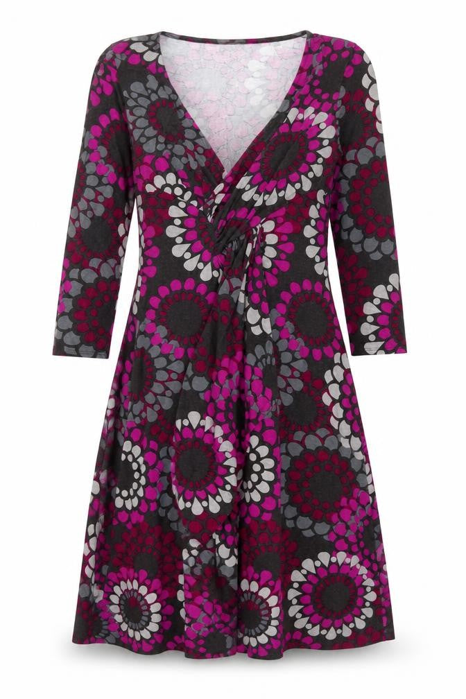 Phase Eight Womens Multicoloured Geometric Viscose A-Line Size 12 V-Neck Pullover - Frill Detail