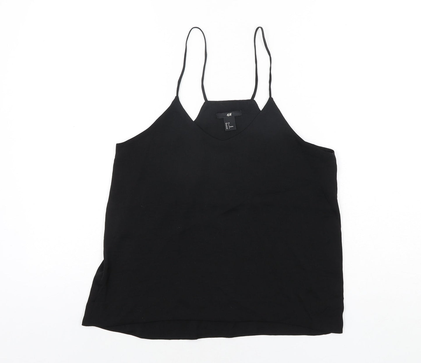 H&M Womens Black Polyester Basic Blouse Size 8 Scoop Neck
