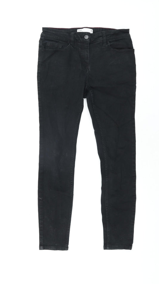NEXT Womens Black Cotton Skinny Jeans Size 10 L27 in Regular Zip