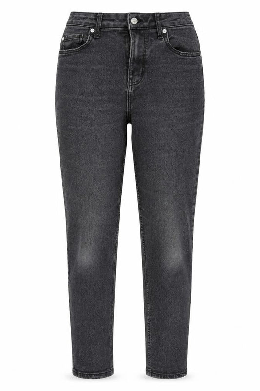 Denim & Co. Womens Grey Cotton Tapered Jeans Size 10 L28 in Regular Zip