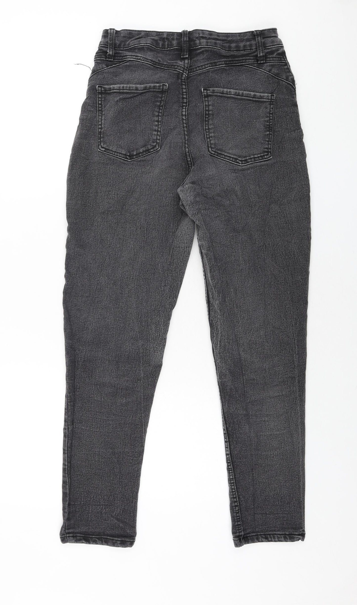 Denim & Co. Womens Grey Cotton Tapered Jeans Size 10 L28 in Regular Zip
