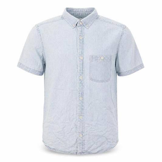 Drift King Mens Blue Cotton Button-Up Size M Collared Button