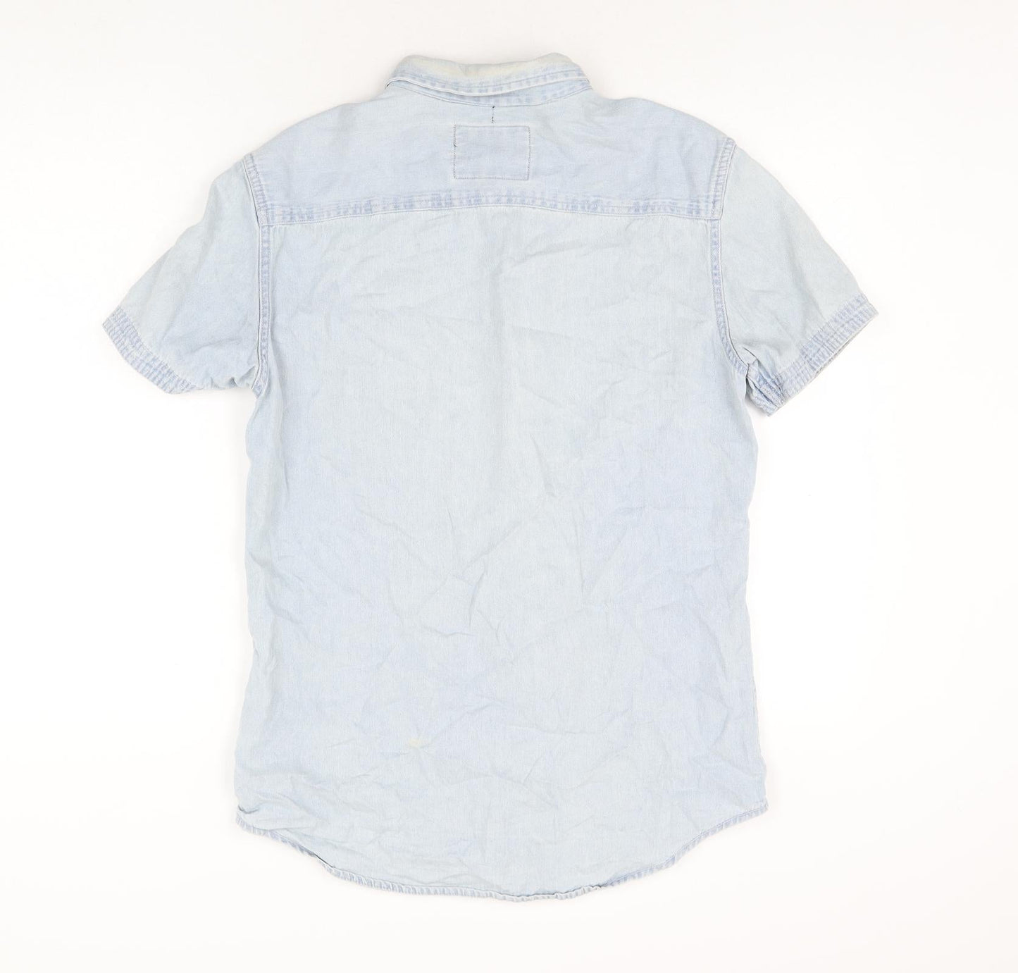 Drift King Mens Blue Cotton Button-Up Size M Collared Button