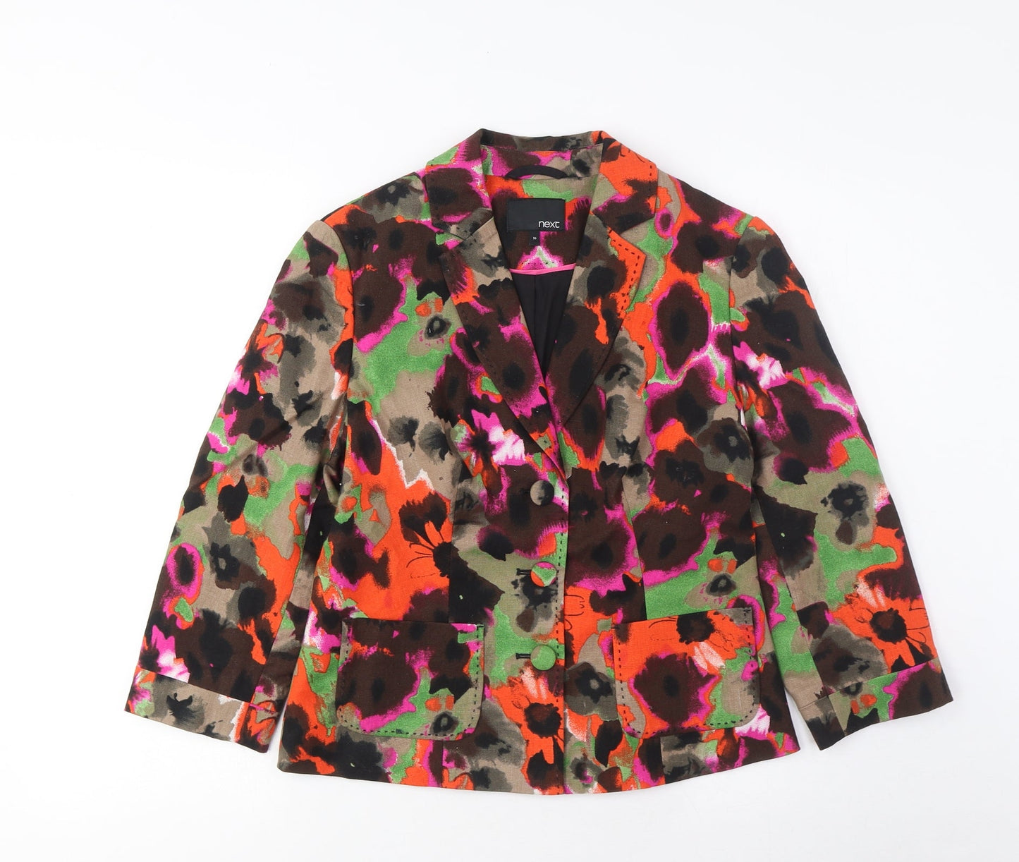 Marks and Spencer Womens Multicoloured Floral Jacket Blazer Size 10 Button - Pockets