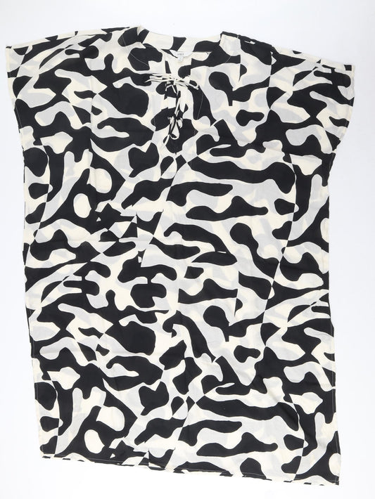 Marks and Spencer Womens Black Geometric Modal A-Line Size M V-Neck Pullover