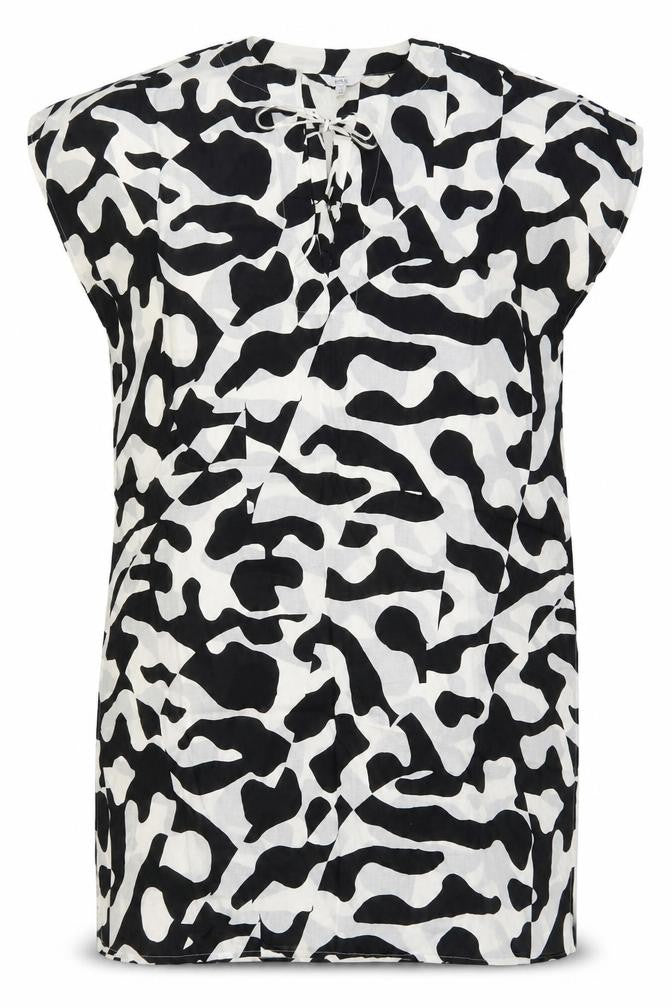 Marks & Spencer Womens Black Geometric Modal A-Line Size M V-Neck Pullover