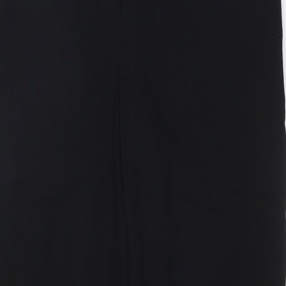 Marks and Spencer Womens Black Polyester Trousers Size 12 L30 in Regular Hook & Eye - Pockets