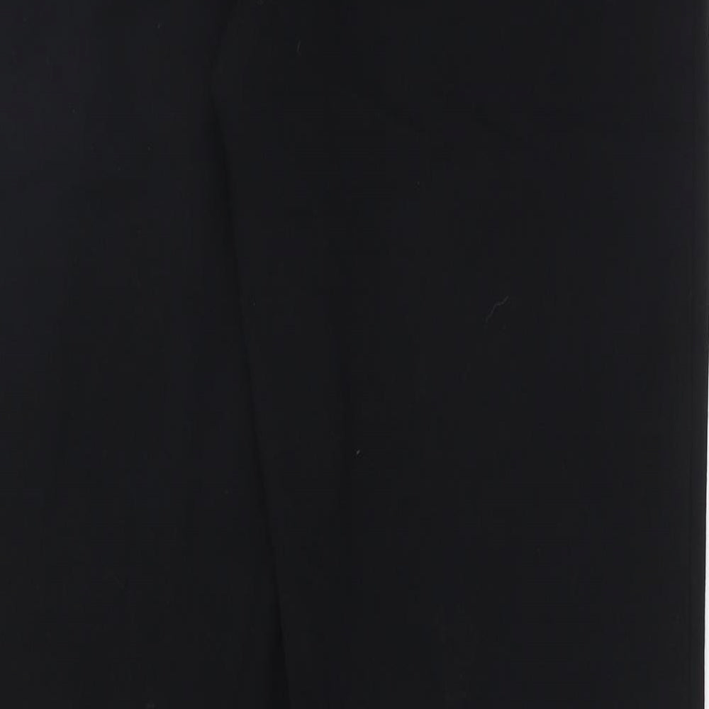 Marks and Spencer Womens Black Polyester Trousers Size 12 L30 in Regular Hook & Eye - Pockets