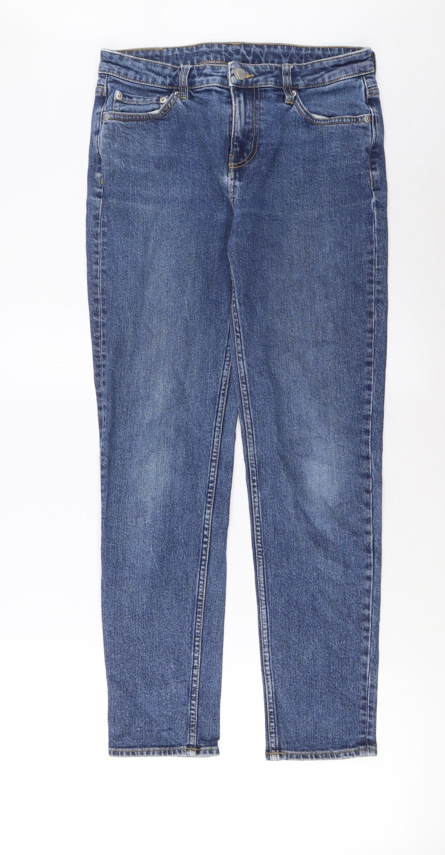 Weekday Womens Blue Cotton Straight Jeans Size 25 in L30 in Regular Zip - Pockets