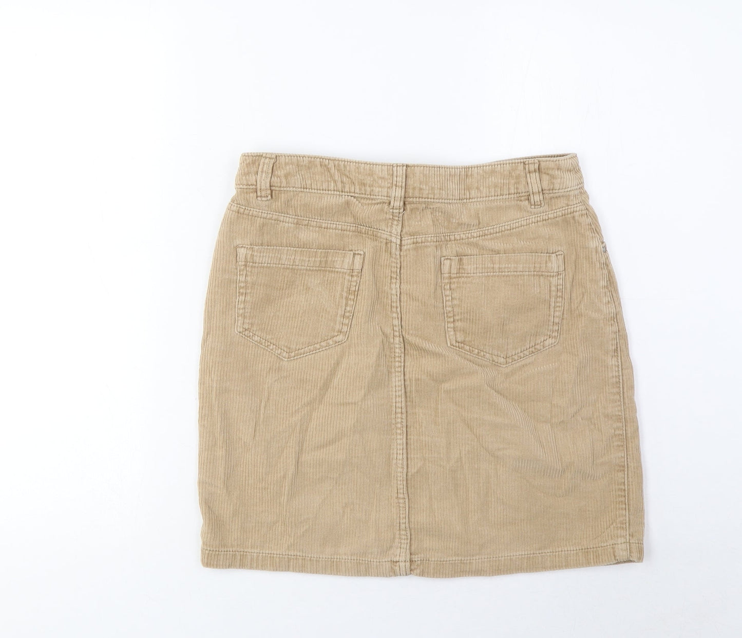 TU Womens Brown Cotton A-Line Skirt Size 8 Button - Pockets