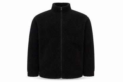 Front view of ASOS men’s black jacket, size S, zip