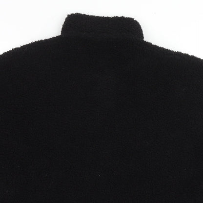 Close-up detail of ASOS men’s black jacket, size S, zip