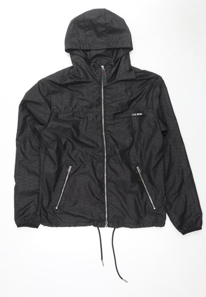 Noir Mens Black Geometric Jacket Size S Zip - Logo