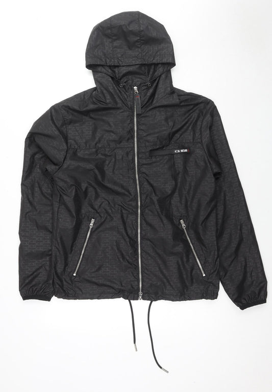 Noir Mens Black Geometric Jacket Size S Zip - Logo