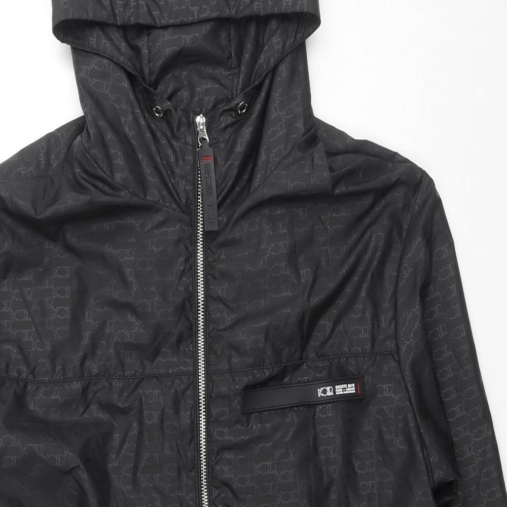 Noir Mens Black Geometric Jacket Size S Zip - Logo