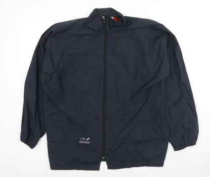 Highlander Mens Blue Rain Coat Jacket Size M Zip - Waterproof