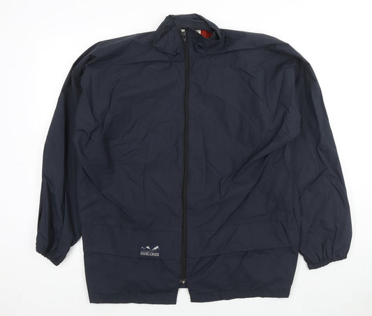 Highlander Mens Blue Rain Coat Jacket Size M Zip - Waterproof
