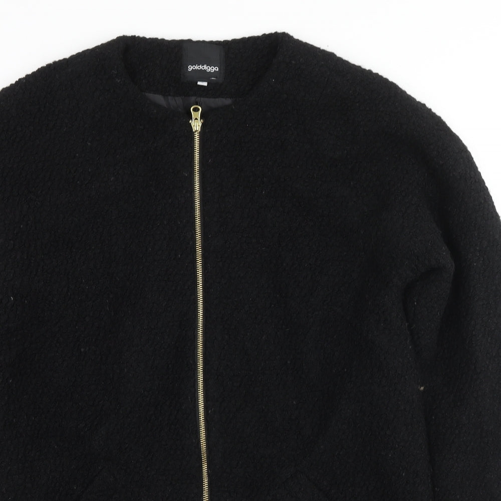 Golddigga Womens Black Overcoat Coat Size 8 Zip