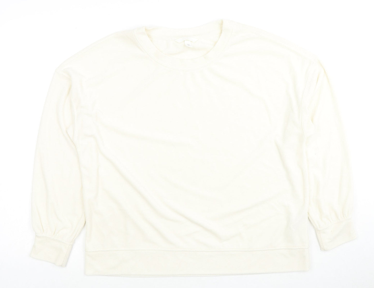 H&M Womens White Polyester Pullover Sweatshirt Size S Pullover