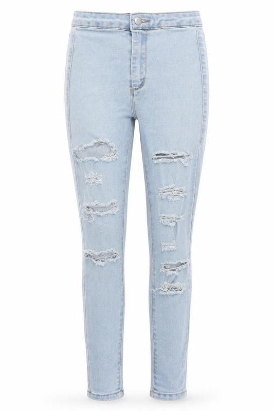 PRETTYLITTLETHING Womens Blue Cotton Skinny Jeans Size 6 L26 in Regular Zip