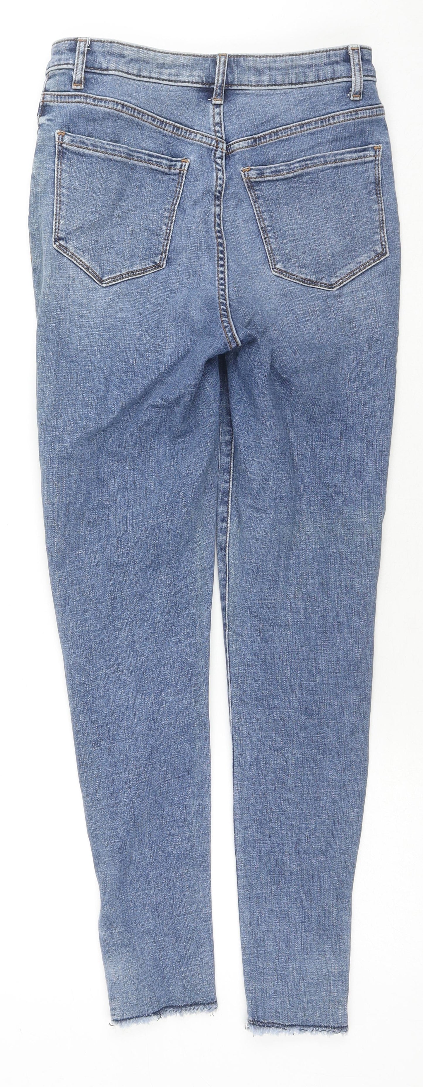 Marks and Spencer Womens Blue Cotton Skinny Jeans Size 8 L26 in Regular Zip