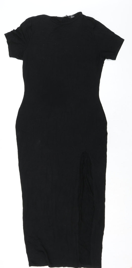 Nasty Gal Womens Black Viscose Pencil Dress Size 10 Round Neck Pullover