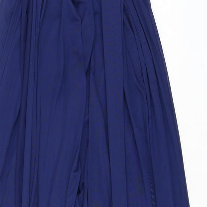 Next Womens Blue Polyester A-Line Size 10 Off the Shoulder Zip - Draped Shoulders