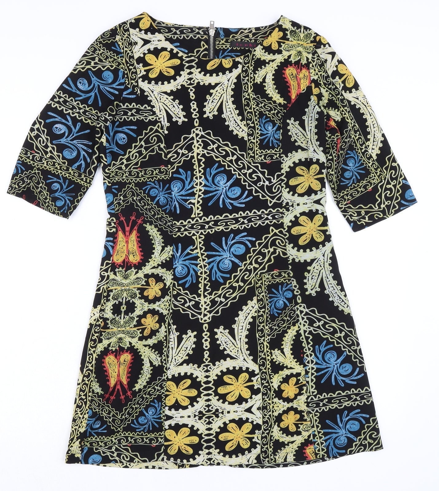 tenki Womens Multicoloured Polyester A-Line Size 12 Round Neck Zip